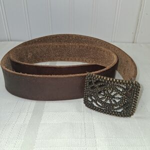 Abercrombie & Fitch Dark Brown Belt with Intricate Buckle